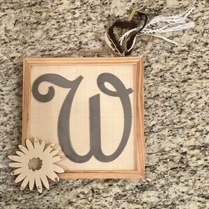 Handmade 10x10 Wooden W Monogram Wall Decor with Floral Accent